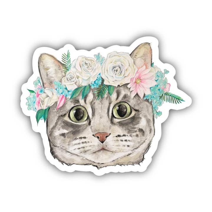 Big Moods - Wholesale Sticker - Cat With Flower Crown Sticker