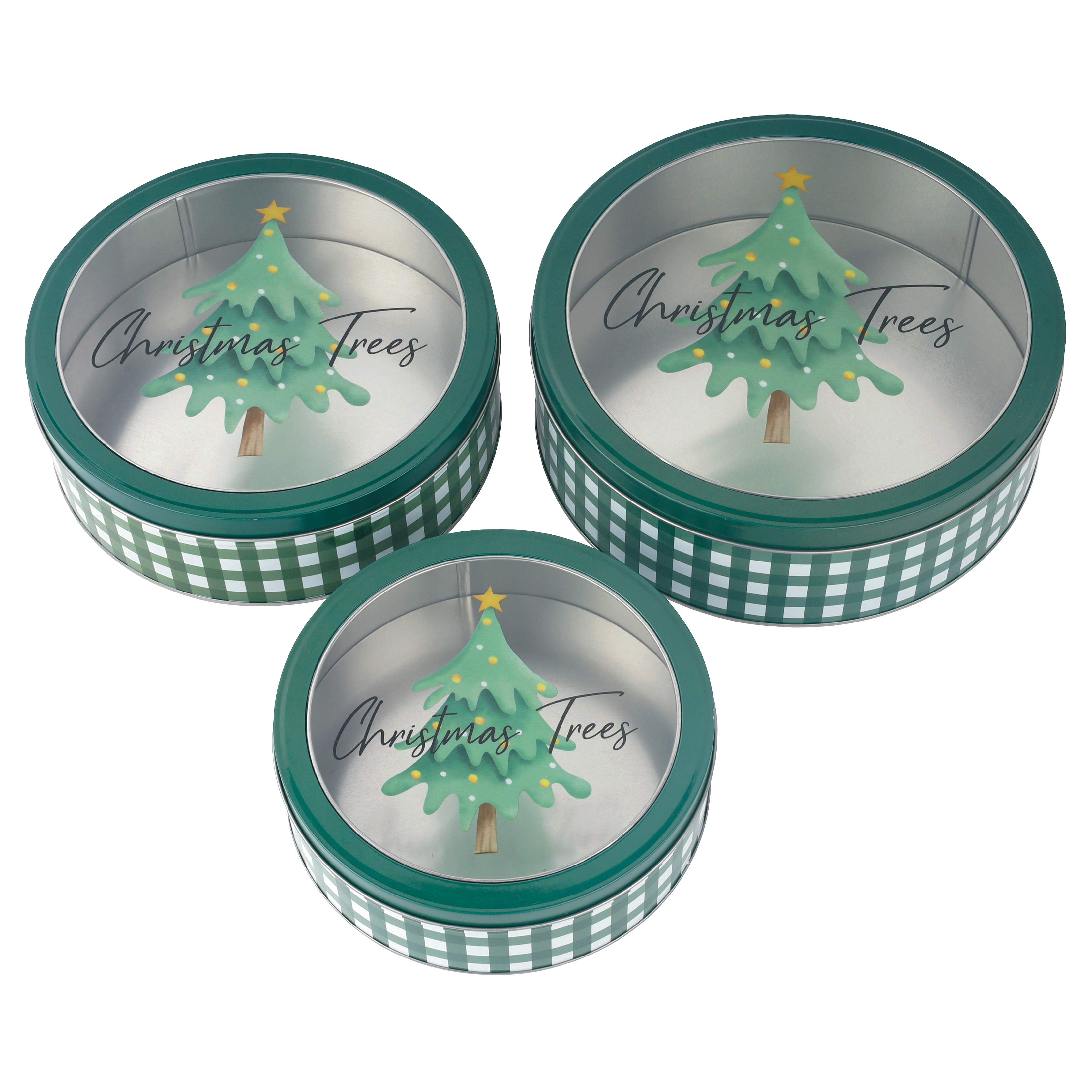 DAHO - Wholesale Cookie Jar - DaHo Christmas Round Cookie Tin Container with Window 3ASST 1