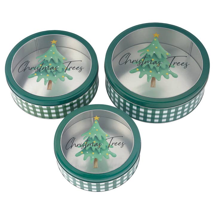 DAHO - Wholesale Biscuit jar - DaHo Christmas Round Cookie Tin Container with Window 3ASST 1