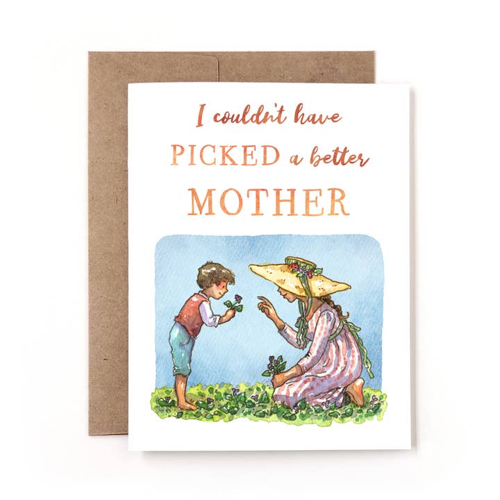 Meilleure Maman Carte Florale Fantaisiste Aquarelle Mère et Fils pour la vente par Nettles & Lace Paper Co.