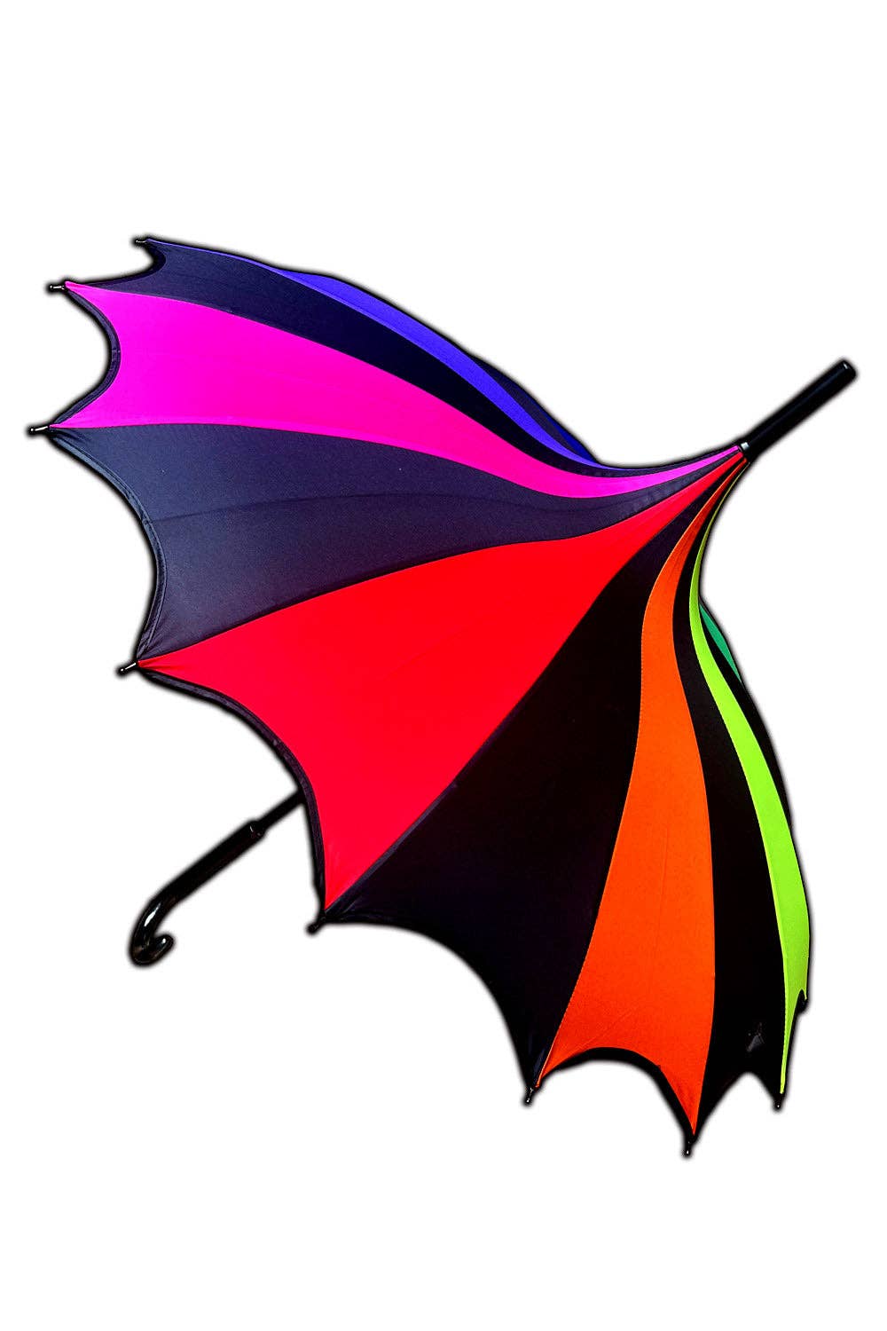 vampirefreaks – Großhandel Regenschirm – Damen – Pagoden-Schirm mit Fledermausflügel-Kante [Goth Regenbogen]2