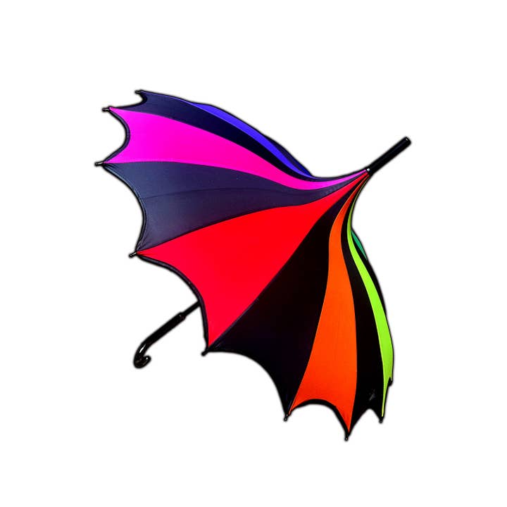 vampirefreaks - Vendita all'ingrosso Ombrello - Donna - Ombrello a pagoda con bordo a ali di pipistrello « Gothic Rainbow »2
