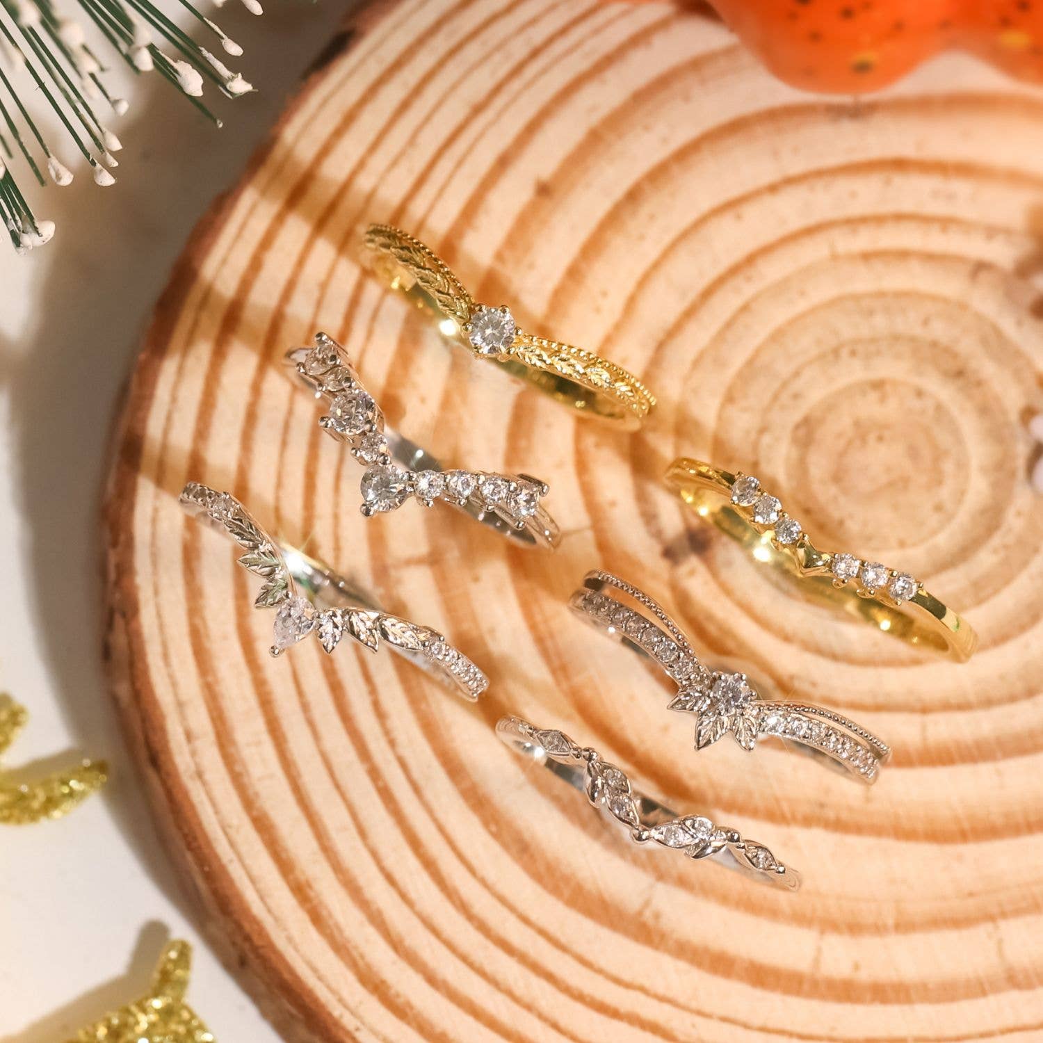 Azura Jewelry - Wholesale Band/Stacked Ring - Hearty Heart Stacking Band (Yellow Gold)6