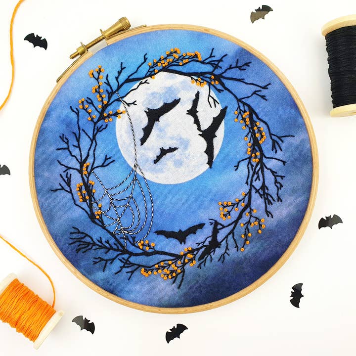 Oh Sew Bootiful - Wholesale Embroidery/Cross Stitch Supplies - Spooky Night Halloween Embroidery Pattern Fabric Pack