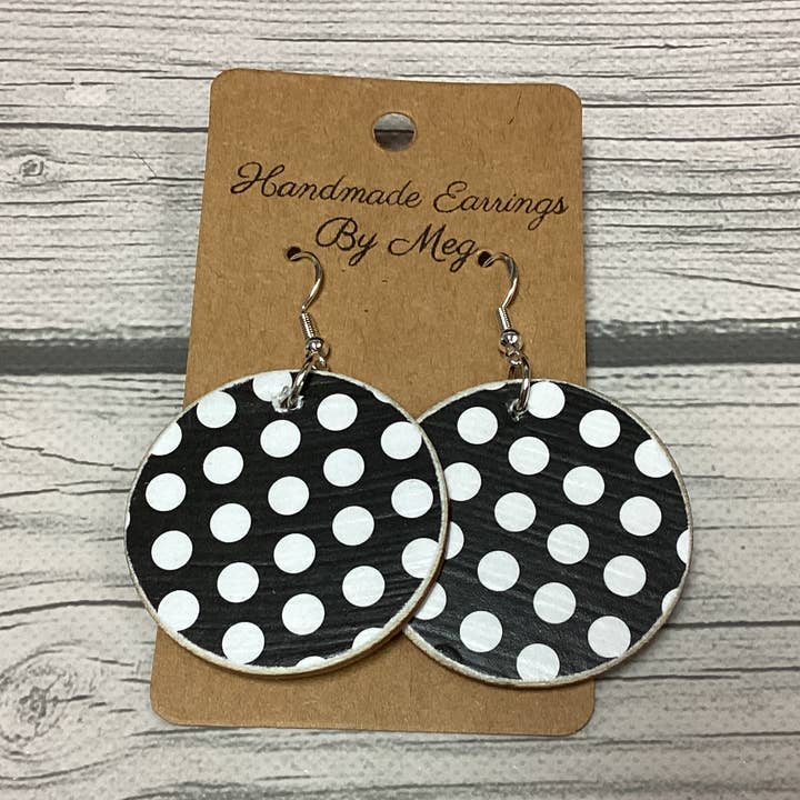 Large Polkadot Black and White for wholesale by Handmade Earrings By Meg