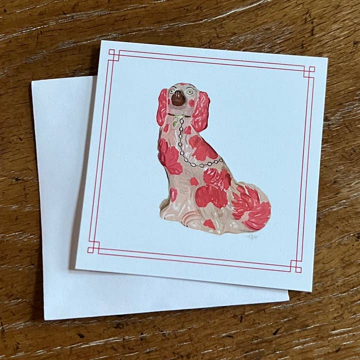 Flat Pink Dog Gift Enclosure Cards, 3x3 , Set of 5 for wholesale by Art and Soul