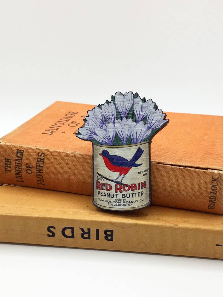 Écusson en bois à motif floral vintage - Crocus pour la vente par Su Owen