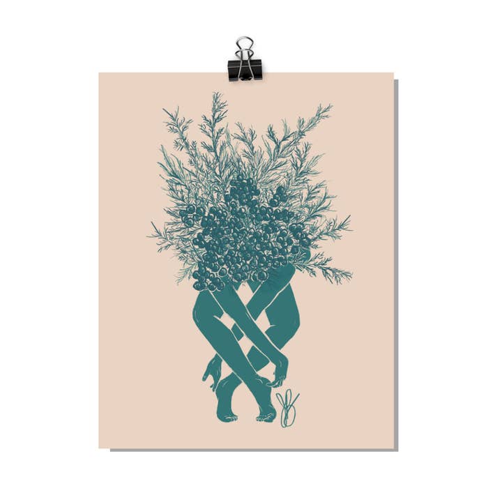 Juniper flätad botanisk dam i museumskvalitet matt tryck för wholesale av June Bunch Studio
