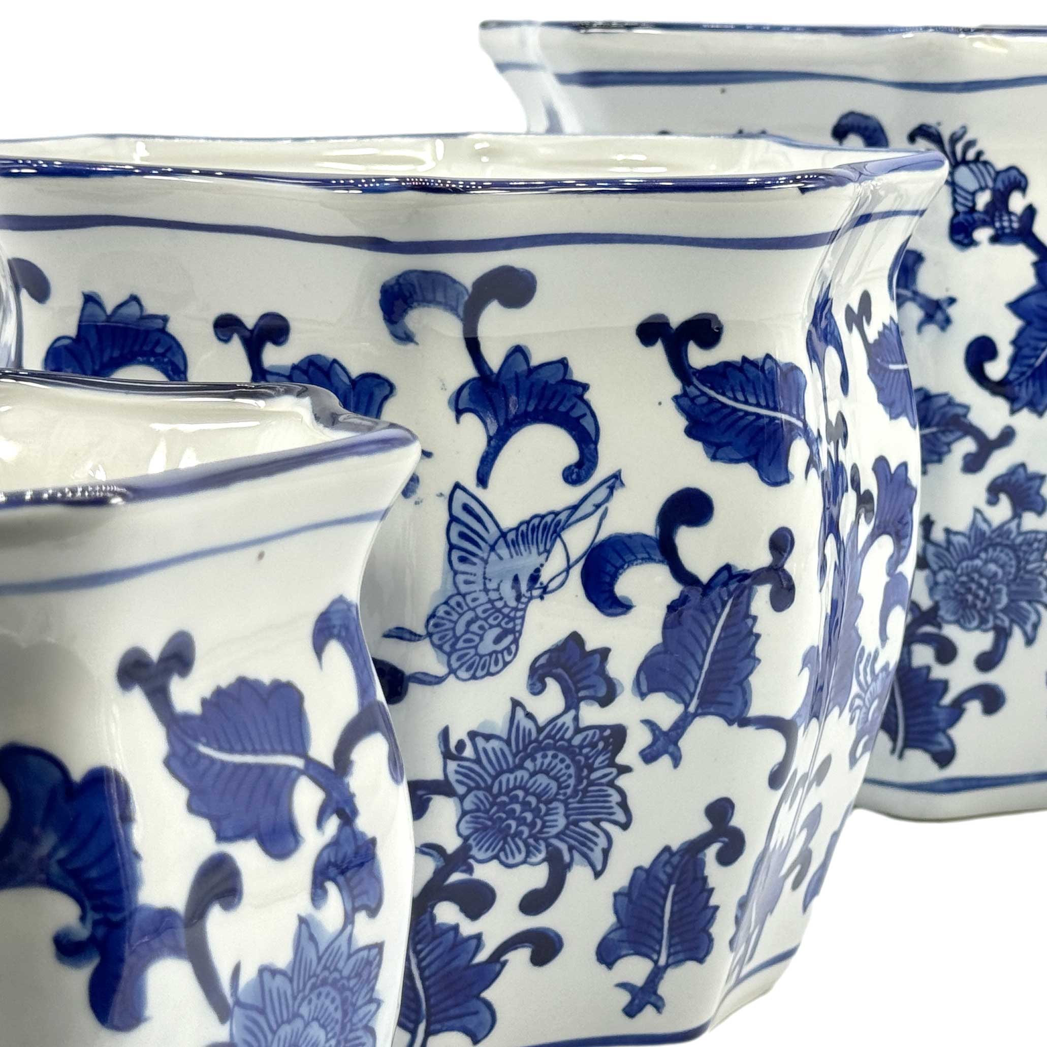 Galt International Company - Vendita all'ingrosso Vasi per piante - Set di 3 vasi per fioriere in ceramica Chinoiserie, 7,5"/10"/13"5