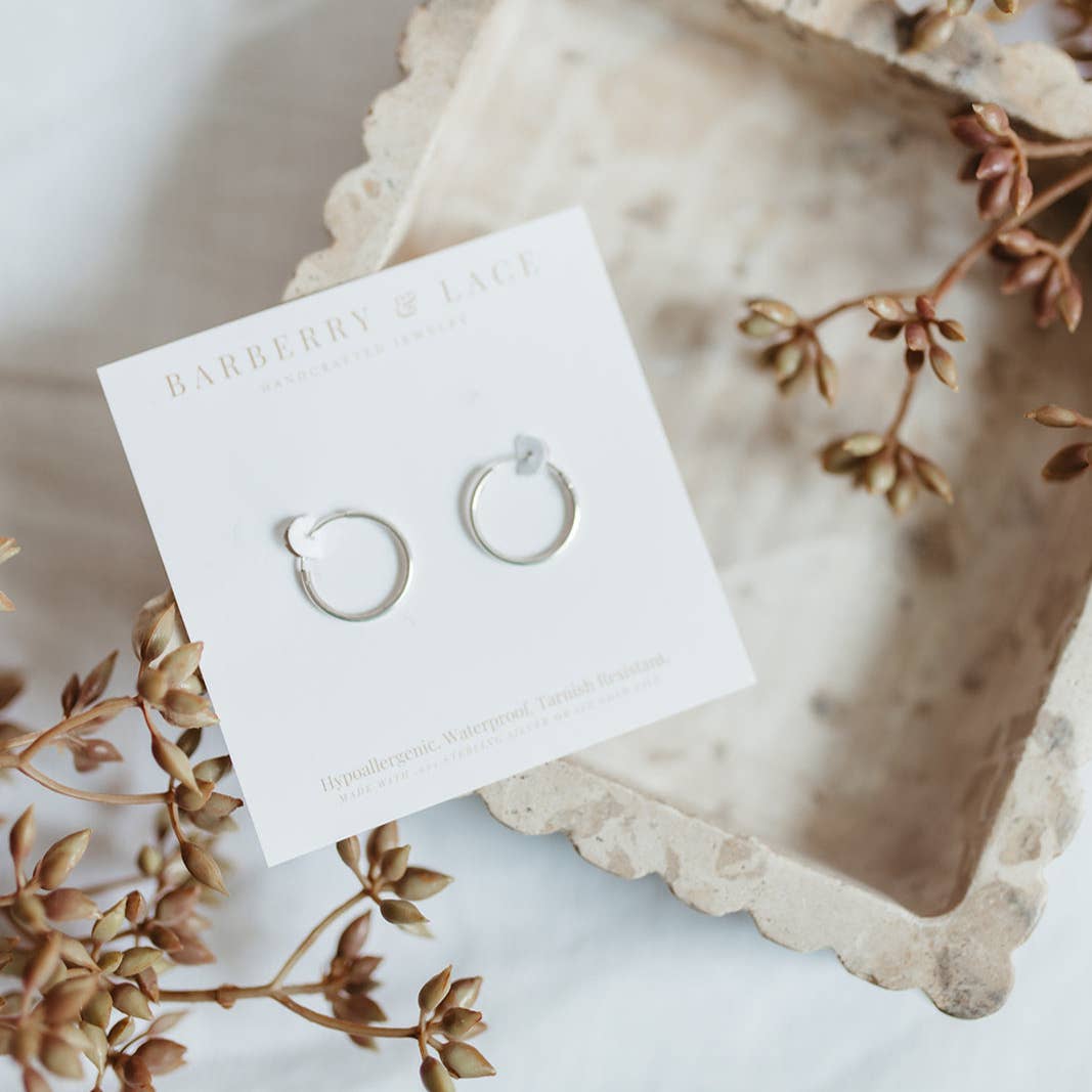 Barberry & Lace Handmade Jewelry - Wholesale Huggie Earrings - Endless Hoop Earrings | 14k Gold Fill & Sterling Silver5