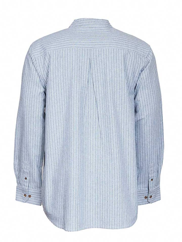 Lee Valley Ireland - Wholesale Button Down Shirt - Men's - Grandfather Shirt Vintage Ivory Pin Stripe on Grey (VR2)4