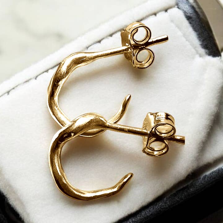 ORGANIC hoop earrings 925 silver (gold-plated) for wholesale by Grethe Winter