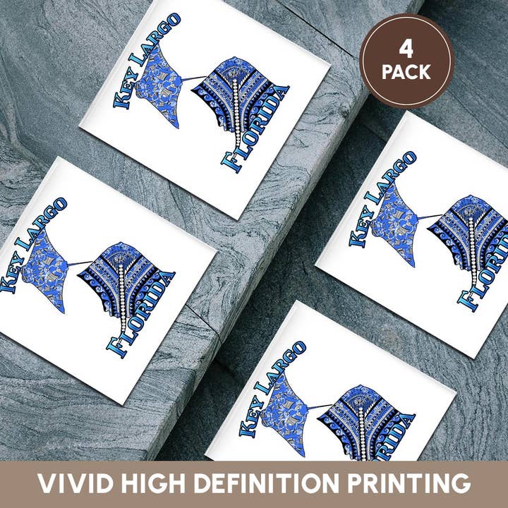 3dRose - Wholesale Coasters - 3dRose, Blue tribal stingray for any vacation to Key largo, Florida, Coaster5