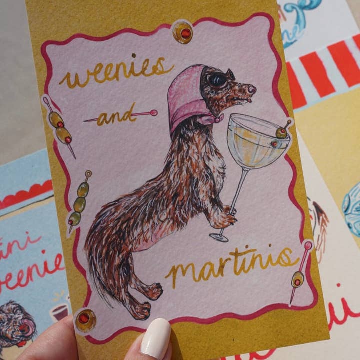 artxnikki – wholesale Art print – Dachshund Collection: Weenies and Martinis Fine Art Print1