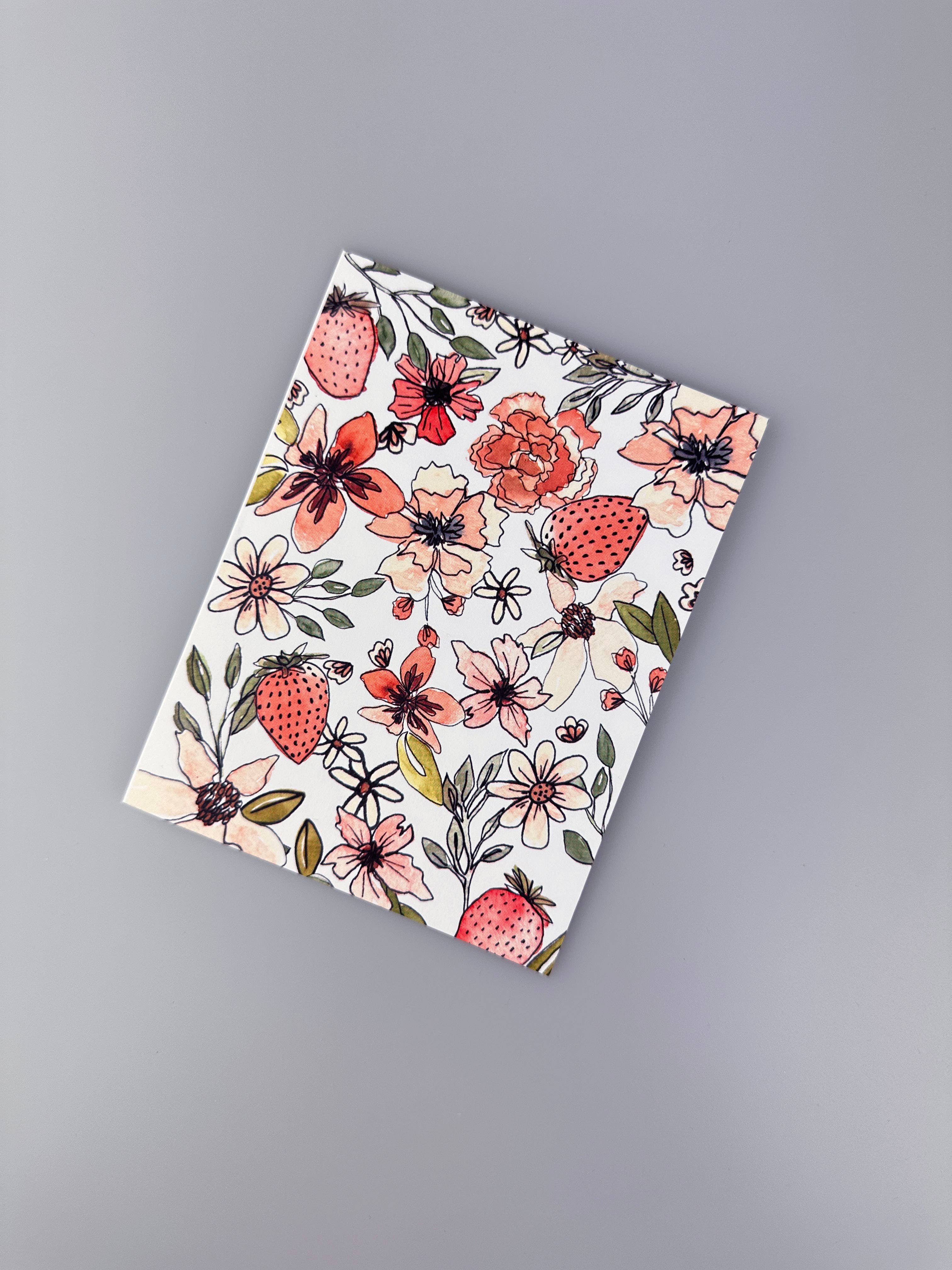 S Pogas Art - Wholesale Stationery/Notecard Set - Strawberry Floral All Occassion Notecard2