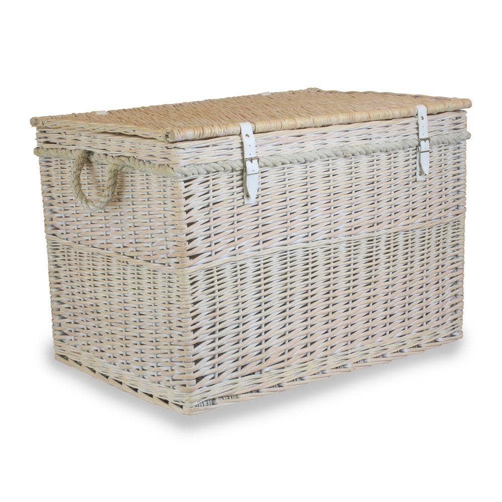 Red Hamper – wholesale Basket – Large White Wash Finish Storage Wicker Basket0