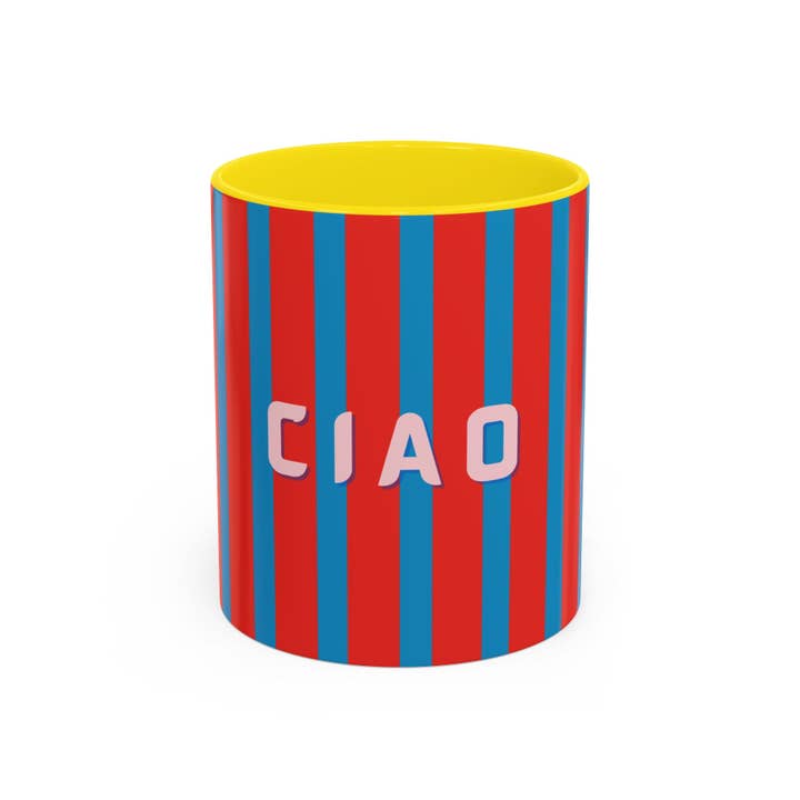 MARA Style - Wholesale Coffee Mug - Ciao Accent Coffee Mug | Colorful Striped Ceramic Cup6