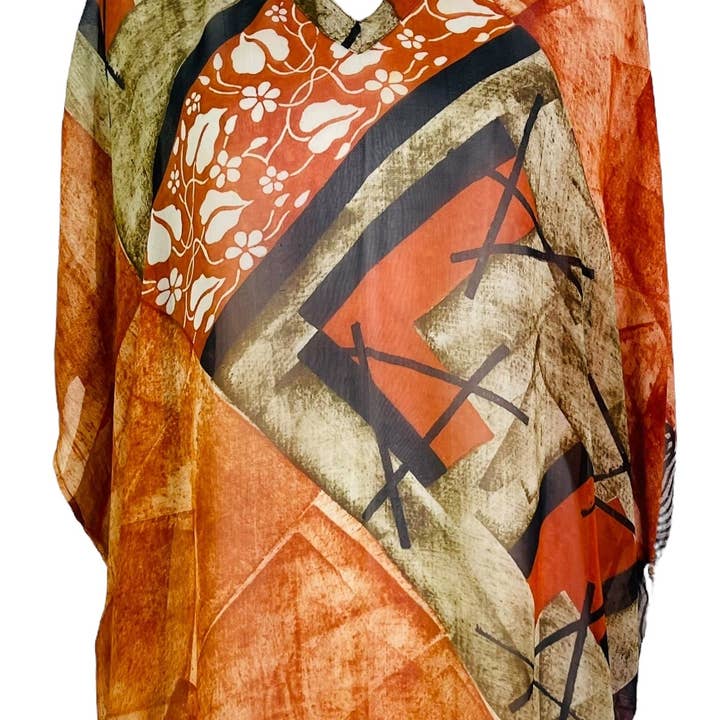 PRG7483 Kaftan mi-long en pure soie Avatar transparent pour la vente par sariKNOTsari