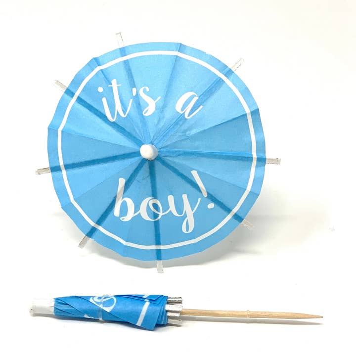 The Tiny Umbrella - Wholesale Cocktail Shaker - It's A Boy! Cocktail Umbrella0