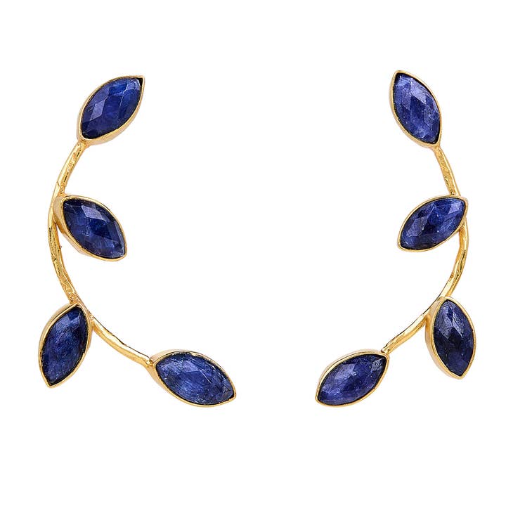 Safirblad & gren øreringe for engroshandel hos Elyssa Bass Designs