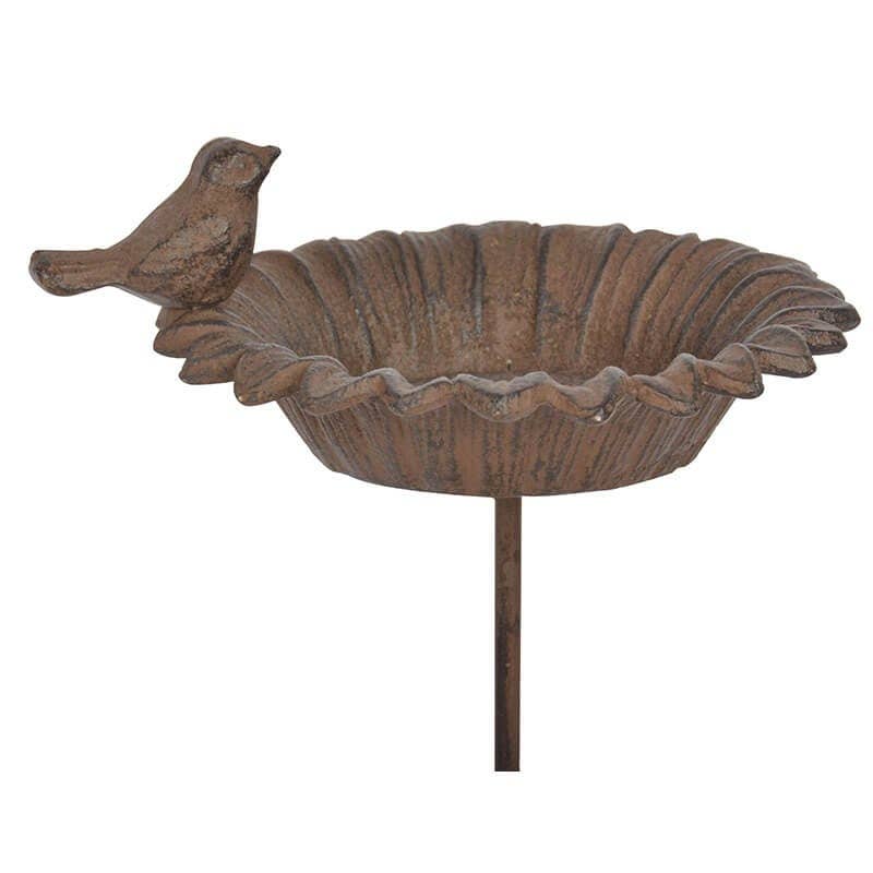 Esschert Design USA - Vente Bain pour oiseaux - Baignoire à oiseaux sur piquet, en fonte, brun vieilli, petite2