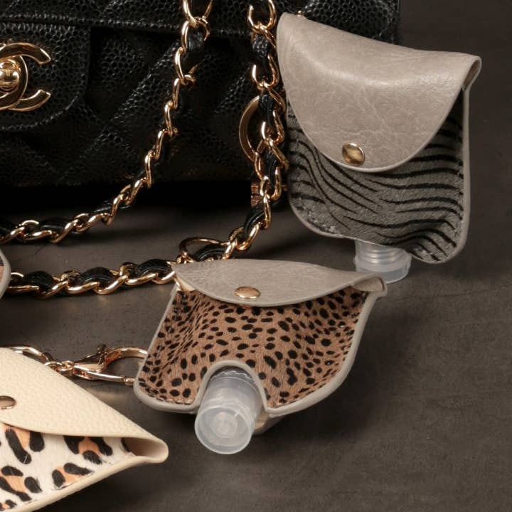 Fashion City - Wholesale Keychain - Women's - Genuine Leather Animal Sanitizer Keychain Holder