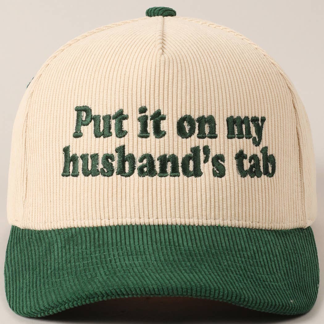 Fashion City - Wholesale Baseball Cap - Unisex - Put it on my husband's tab Two-Tone Corduroy Cap10