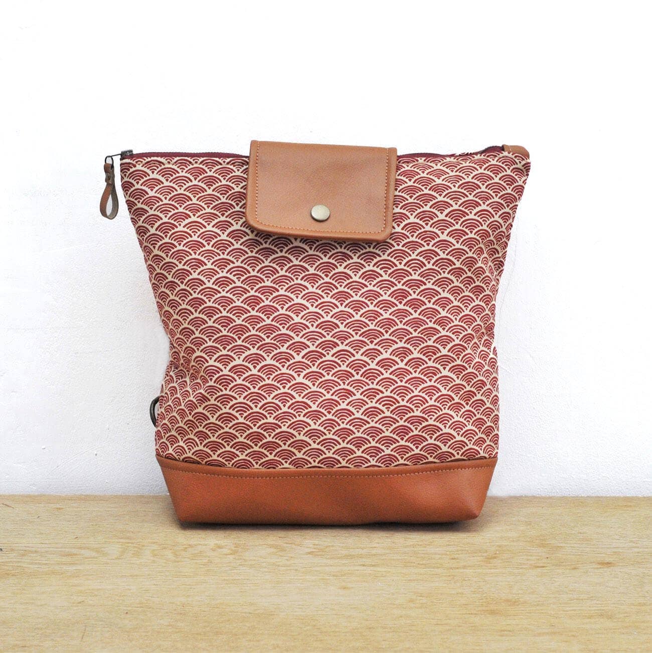 Lauren Holloway - Wholesale Backpack - Women's - Willow Convertible Backpack - Red Japanese Wave1