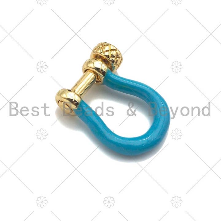 BestBeads&Beyond - Vente Fermoir - Fermoir en forme de U en émail, fermoir à boucle en émail, blanc/noir/bleu royal/rouge/rose, fermoir à boucle, 14x18mm, Sku #K1763