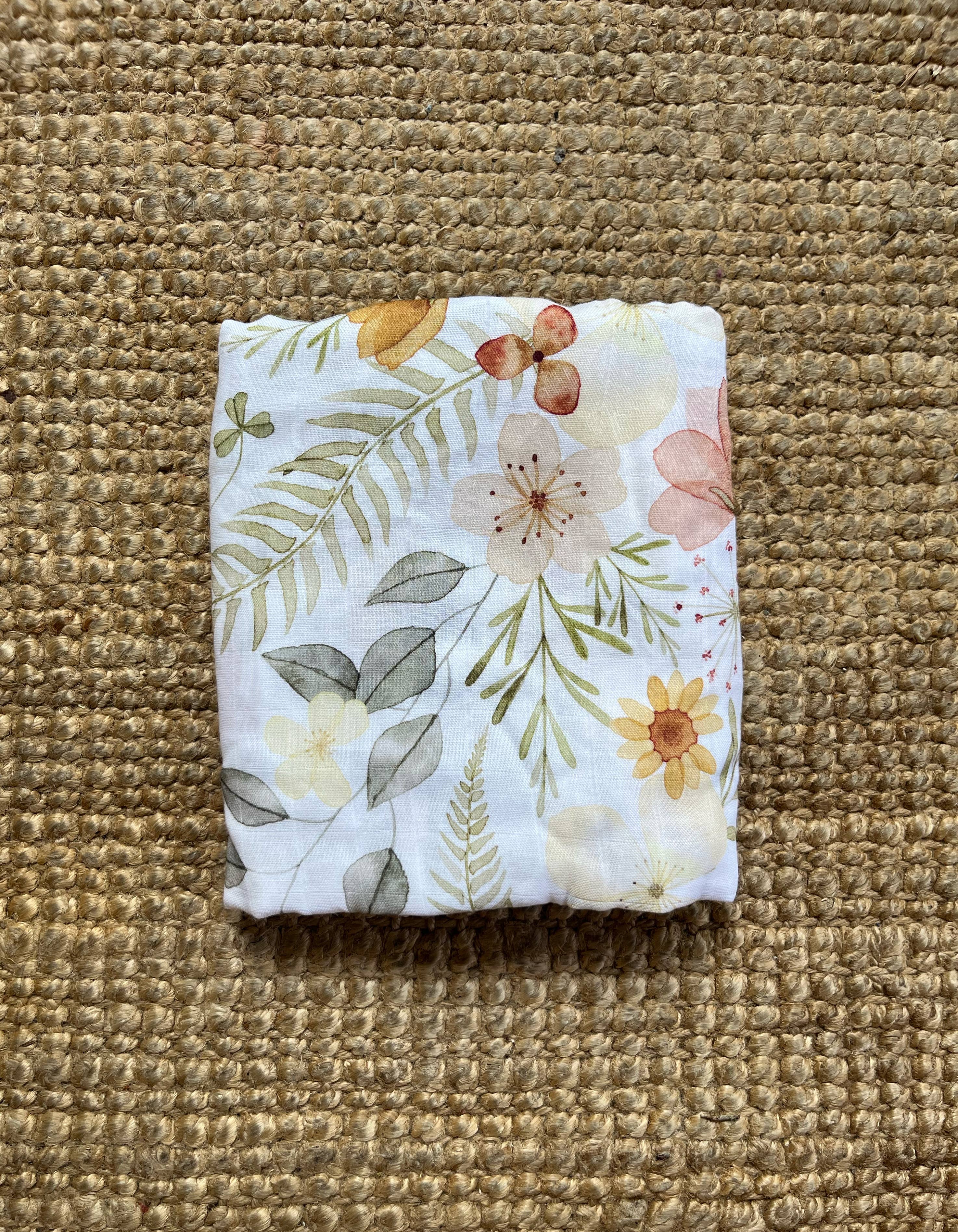 Kourtni Gunn Art - Vendita all'ingrosso Copertina avvolgente - Neonati - Coperta per neonati floreale autunnale | Coperta avvolgente in mussola Fern2