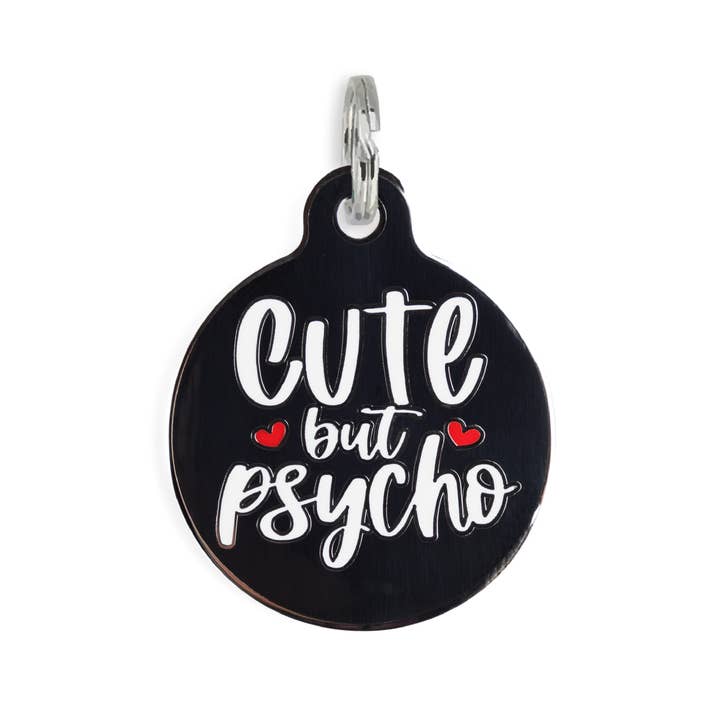 Bad Tags - Wholesale Pet Identification Tag - Dog - Enamel Pet Tag Charm with Scannable ID - Cute but Psycho 9