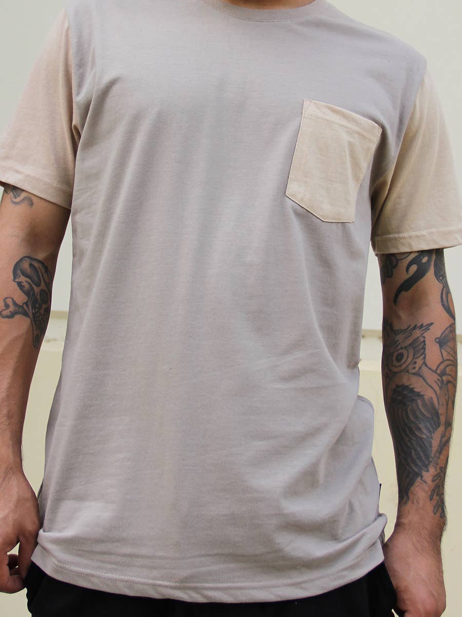 Dikotomy – T-shirt – Homem por atacado – RICO BLOCO DE COR TRIPULAÇÃO PESCOÇO TEE SKU: W2377-000117