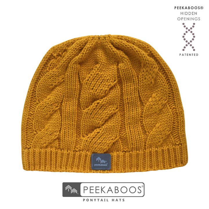 PEEKABOOS® Ponytail Hats - Wholesale Beanie - Women's - PEEKABOOS® 3-IN-1 Harvest Ponytail Hat (gold)