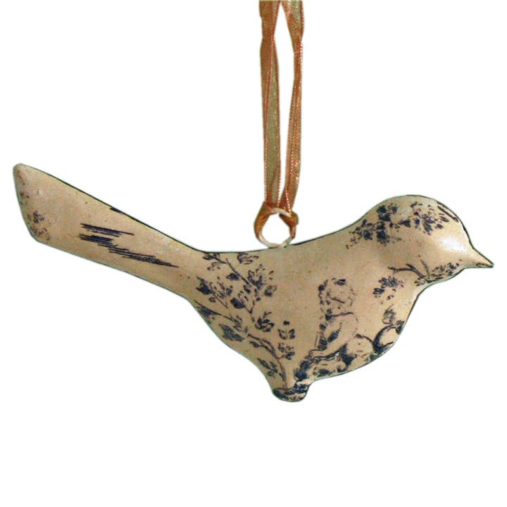 Originals International Ltd - Wholesale Ornament - HANGING TIN BIRD IVORY
