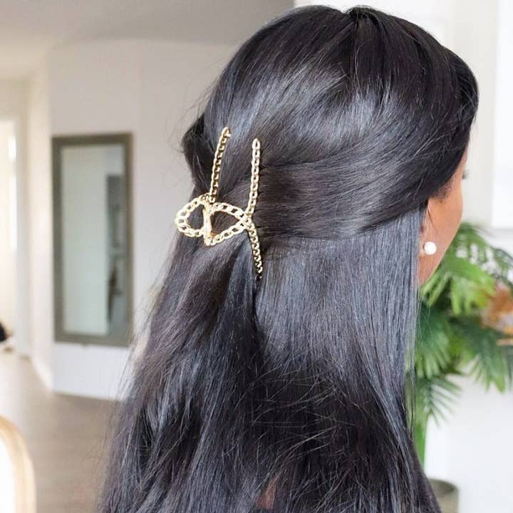 Gold Metal Open Claw Clip for Medium to Thick Hair for wholesale by Femme Faire