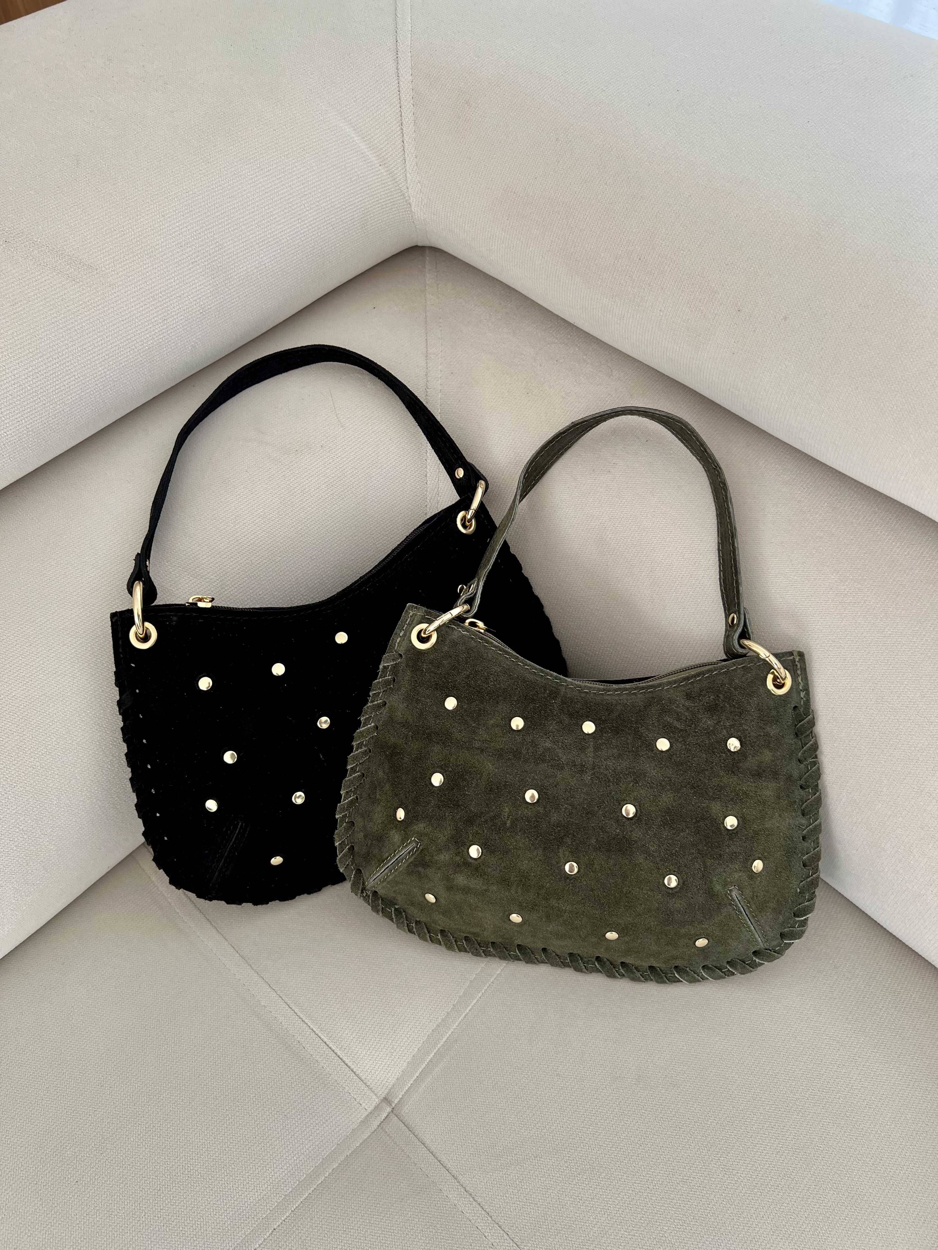 Anais - Vendita all'ingrosso Tracolla - Donna - Borsa a spalla Anna 61001 in pelle scamosciata con borchie8