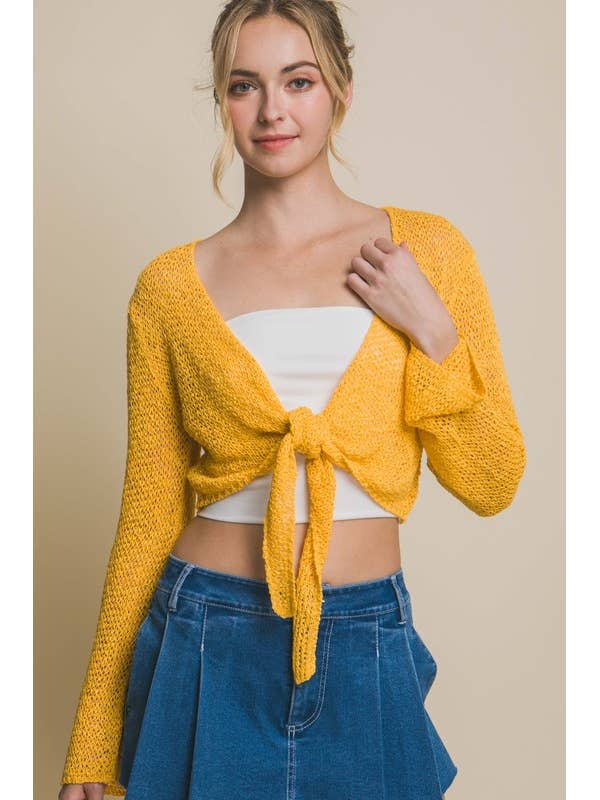 Cárdigan de punto con nudo en la parte delantera para venta al por mayor de MintChoco