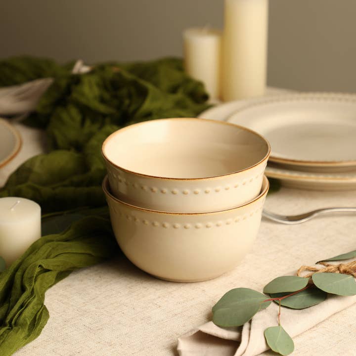 Comet Stoneware Dinnerware Set - Cream for wholesale on Faire6