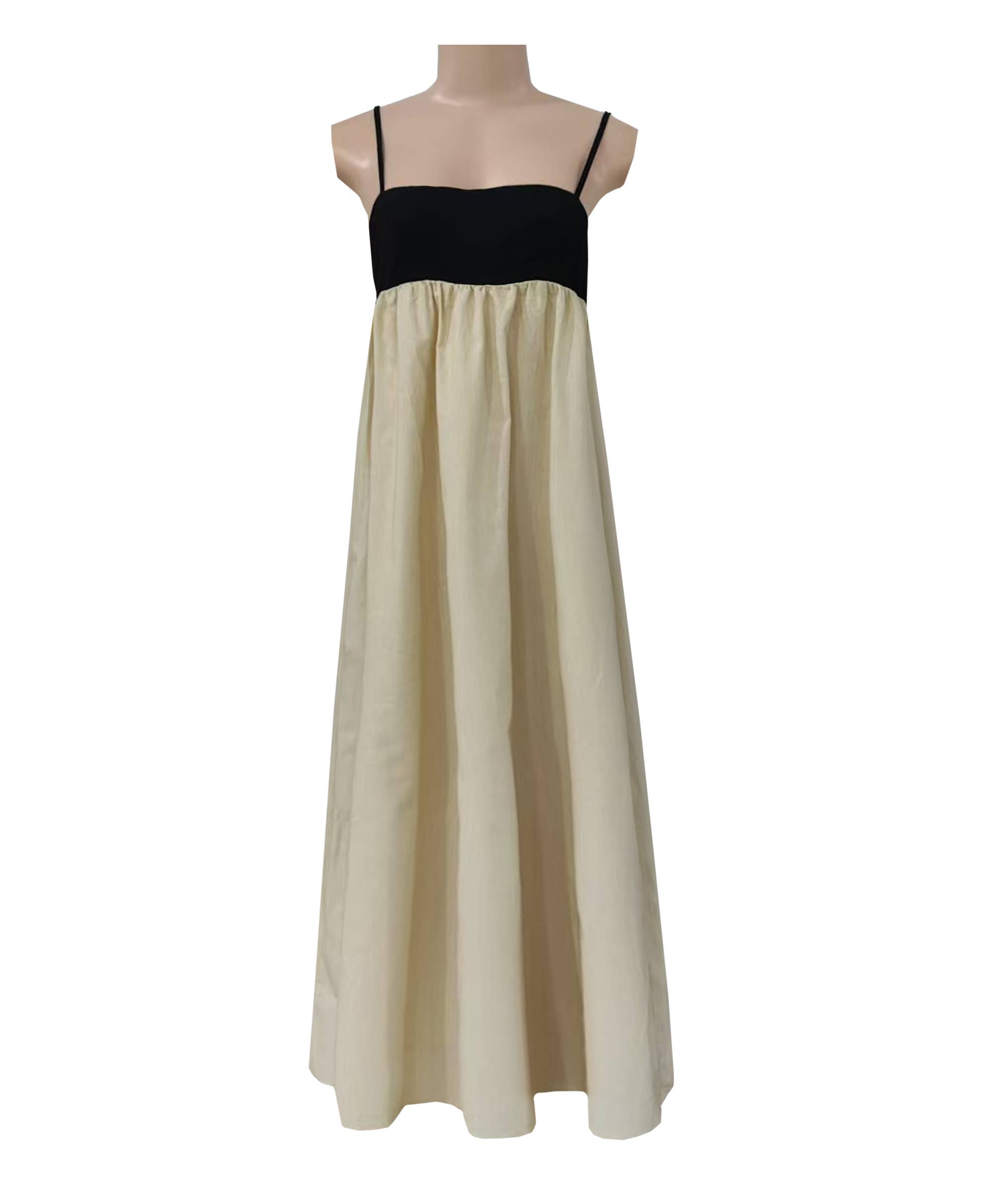 Beige Cotton Minimalism Spaghetti straps maxi dress for wholesale on Faire0