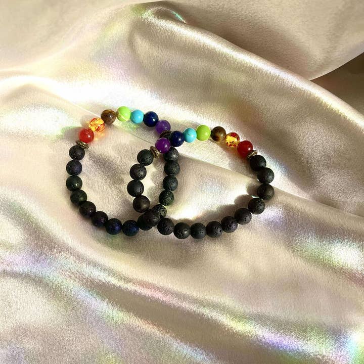 Angels Apoth-a-fairy - Wholesale Beaded bracelet - 7 Chakra + Lava Rock Bracelet1