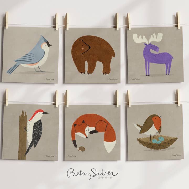 Betsy Siber, Illustration - Wholesale Art Print - Tufted Titmouse Art Print6