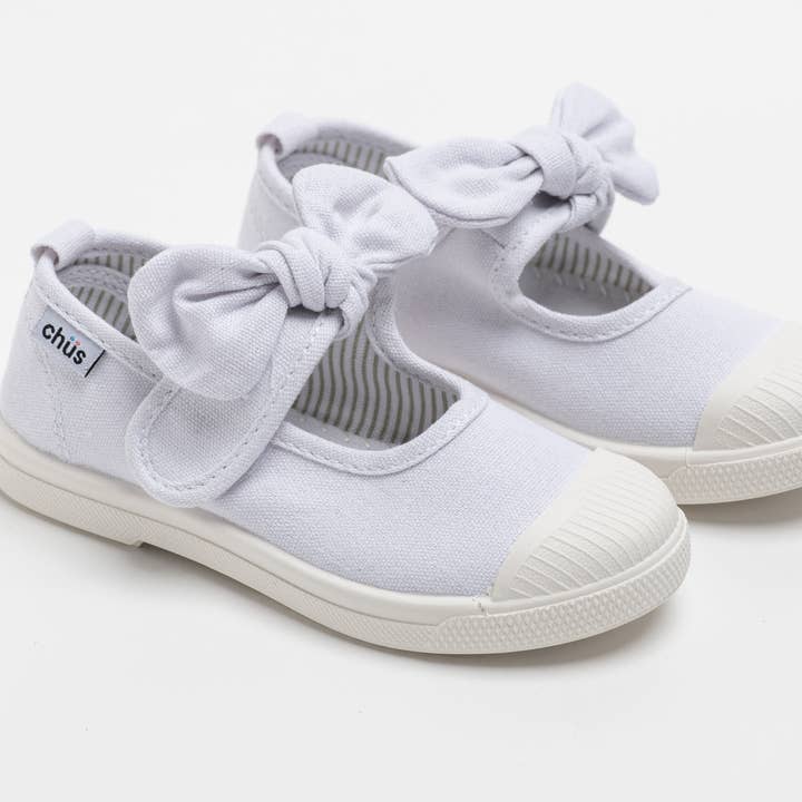 Chüs Athena Velcro Mary Jane avec nœud Blanc pour la vente par Chus