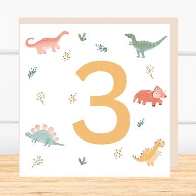 Biglietto di Auguri Petite Vous - Compleanno Dinosauro 3 per la vendita all'ingrosso da parte di PETITE VOUS