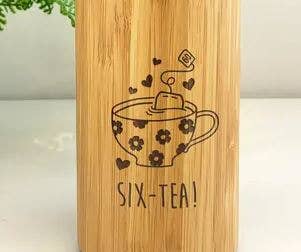 eBuyGB Craft Blanks - Vendita all'ingrosso Fiaschette - Fiaschetta da viaggio in bambù isolante con design a forma di tazza da tè, motivo: 6 tazze da tè2