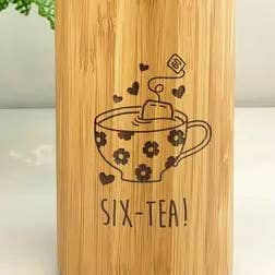 eBuyGB Craft Blanks - Wholesale Flask - Insulated Bamboo Travel Flask SIX-TEA Flower Teacup Design2