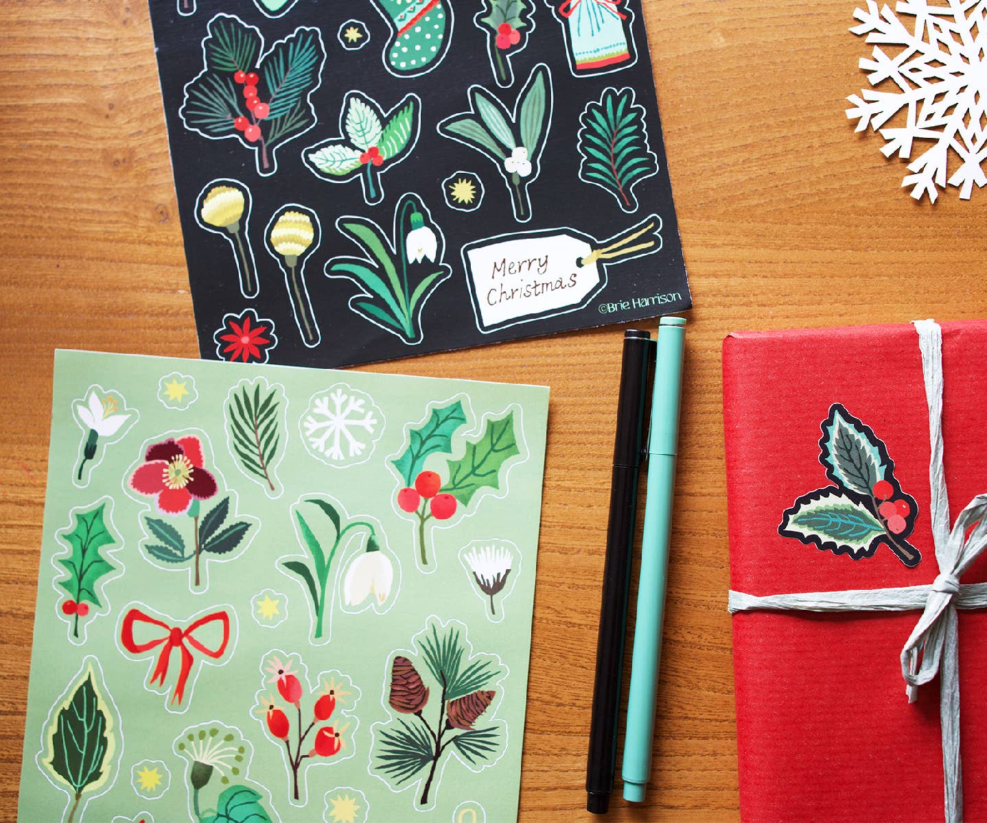 Brie Harrison Ltd - Vente Autocollant - Pack de feuilles d'autocollants - Design de Noël1