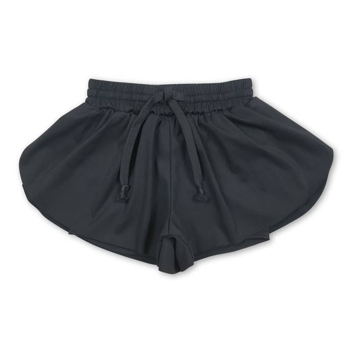 Black kids girls activewear summer yoga shorts for wholesale by Yawoo Garments