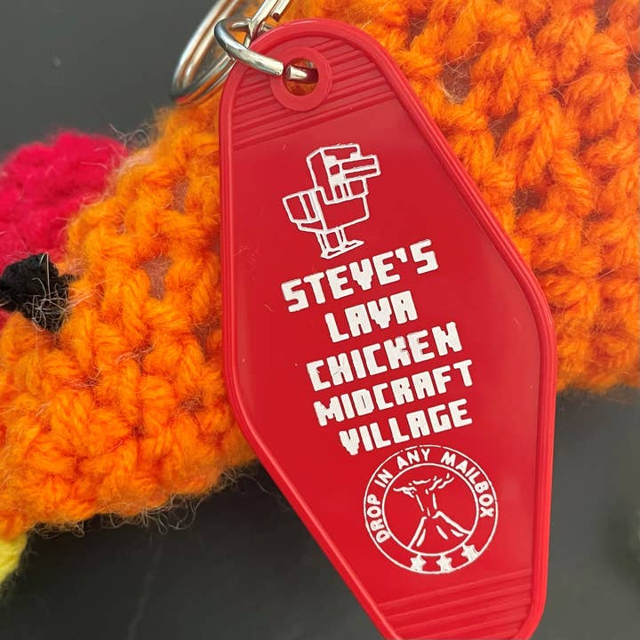Motel Key Fob - Steve's Lava Chicken (Minecraft) for wholesale by The 3 Sisters Design Co.