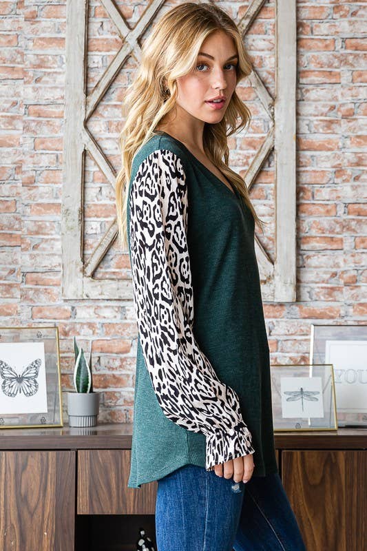 Sunday Morning - Wholesale Tuniek - Dames - T7173HE10-SOLIDE THERMISCHE EN DIERENPRINT LANGE MOUWEN TOP7
