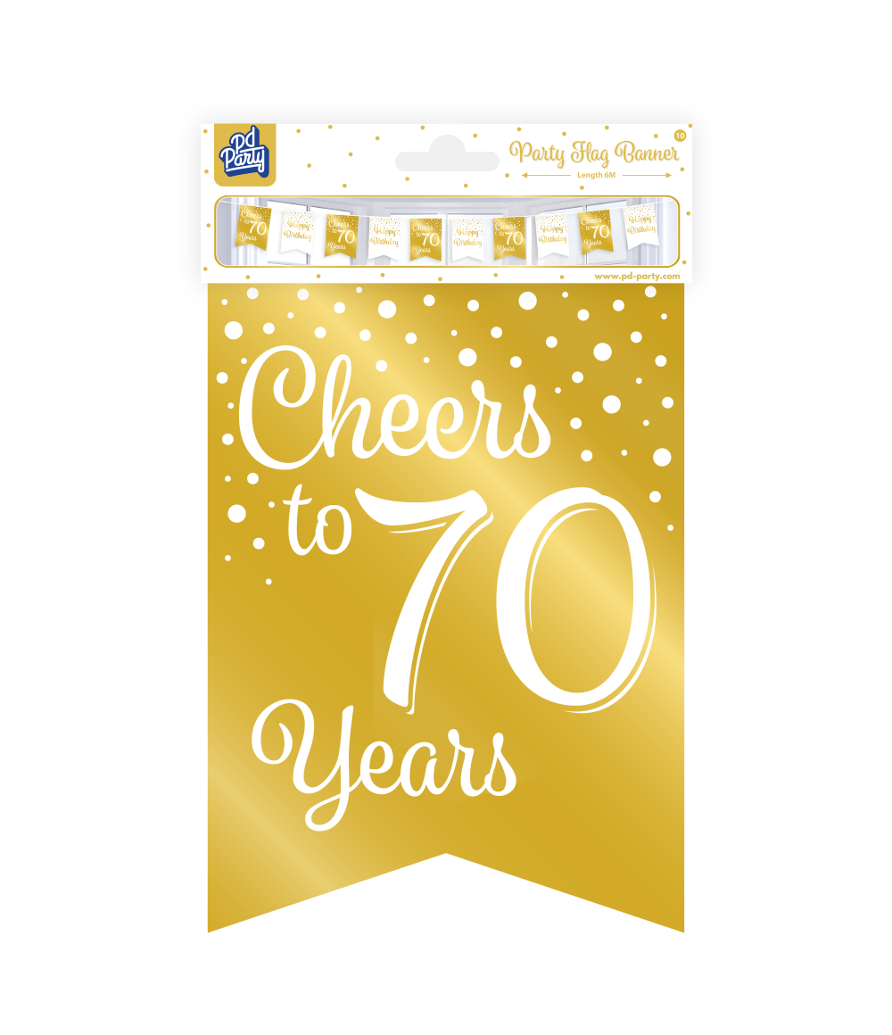 PD Party – wholesale Party sign/banner – Party flag banner gold/white - 702